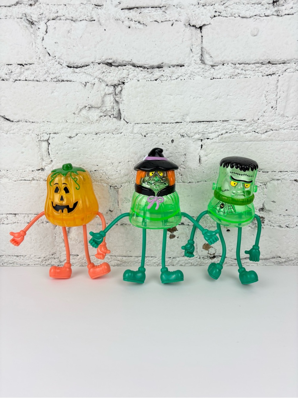 Vintage Halloween Bendable Figure Containers - 3piece Set